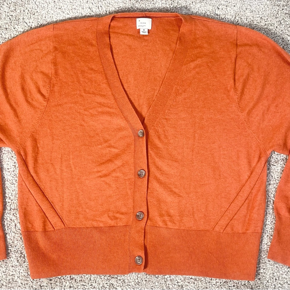 Orange Button-Up Women's Sweater
